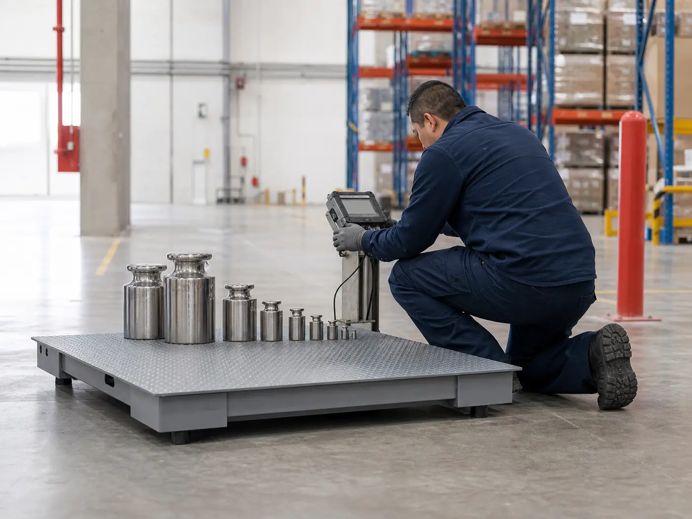 Inspección de una báscula de plataforma en un entorno industrial